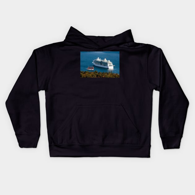 Schooner & Cruise Ship Kids Hoodie by wolftinz